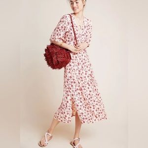 NWT Faithfull The Brand Anthropologie Rivera Midi wrap Dress - Pink rose/size M